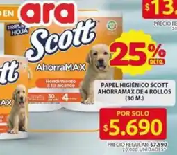 Ara Scott papel higienico ahorramax oferta