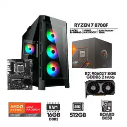 Falabella PC GAMER RYZEN 7 8700F - RX 9060XT 8GB - SSD 512GB - 16GB RAM - CHASIS 4FANS oferta
