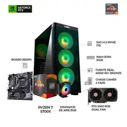 Falabella PC GAMER R5 5700X+ RTX 5050 8GB+ B550 WIFI+ RAM 16GB + SSD 1TB + DISIPADOR RGB oferta