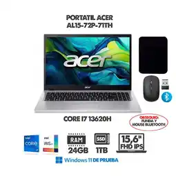 Falabella PORTATIL ASPIRE LITE - INTEL CORE I7 13620H - 16 FHD IPS - RAM 24GB - SSD 1TB - FUNDA Y MOUSE oferta