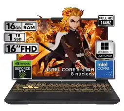 Falabella PORTATIL TUF INTEL CORE 5-210H RTX 3050 16GB RAM 1TB SSD W11 H 16 WUXGA 144HZ oferta