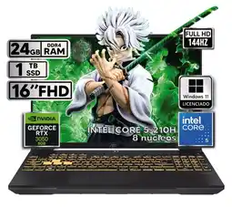 Falabella PORTATIL TUF INTEL CORE 5-210H RTX 3050 24GB RAM 1TB SSD W11 H 16 WUXGA 144HZ oferta