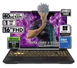 Falabella PORTATIL TUF INTEL CORE 5-210H RTX 3050 40GB RAM 1TB SSD W11 H 16 WUXGA 144HZ oferta