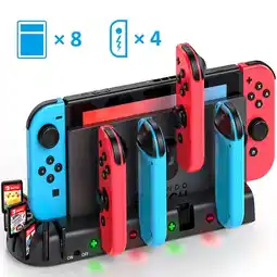 Falabella Soporte Base cargador controles Joycons-Dock Nintendo switch Y Oled- 8 portajuegos con Indicador Led oferta