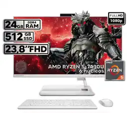 Falabella TODO EN UNO 24ALC6 RYZEN 5-7430U 24GB RAM 512GB SSD 24 FHD BLANCO oferta