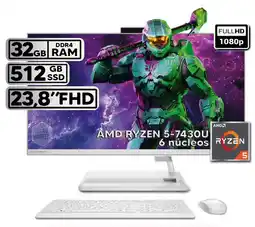 Falabella TODO EN UNO 24ALC6 RYZEN 5-7430U 32GB RAM 512GB SSD 24 FHD BLANCO oferta