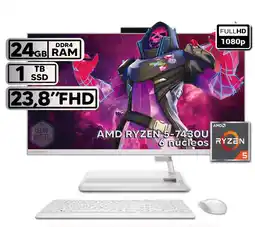 Falabella TODO EN UNO 24ALC6 RYZEN 5-7430U 24GB RAM 1TB SSD 24 FHD BLANCO oferta