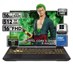 Falabella PORTATIL TUF INTEL CORE 5-210H RTX 3050 16GB RAM 512GB SSD W11 H 16 WUXGA 144HZ oferta