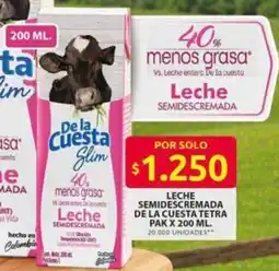 Ara De la cuesta leche semidescremada tetra pak oferta
