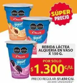 Ara Láctea bebida alquería en vaso oferta