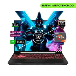 Falabella Portátil Gamer Tuf A16 Ryzen 7 7445hs 24gb Ssd 512gb Rtx 4050 16 FHD oferta