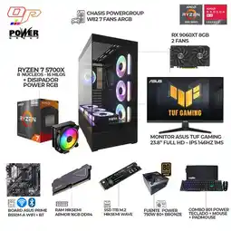 Falabella PC GAMER RYZEN 7 5700X - RX 9060XT 8GB + MONITOR ASUS TUF 24 146HZ - RAM 16GB SSD 1TB - B550 WIFI oferta