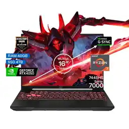 Falabella Portátil Gamer TUF A16 AMD Ryzen 7 RAM 40GB SSD 4TB RTX 4050 6GB FHD 144 Hz oferta