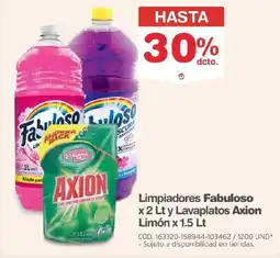 Makro Fabuloso limpiadores y Axion lavplatos oferta