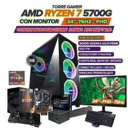 Falabella PC GAMER RYZEN 7 5700G/ GRAFICA RX6600 8GB/ MONITOR 24" FHD/ RAM 32GB/ 1TB SSD oferta