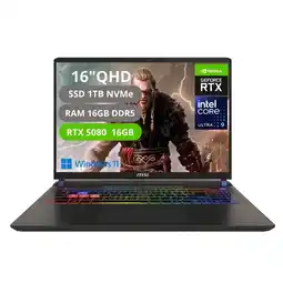 Falabella Portatil Gamer Vector 16 Hx AI Intel Core Ultra 9 275HX Ram 16gb Ssd 1tb Rtx 5080 16gb oferta