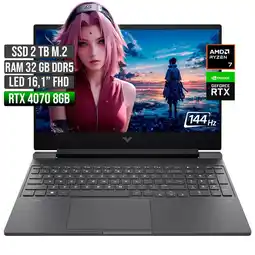 Falabella Portátil Gamer Victus AMD Ryzen 7 RTX 4070 32GB RAM 2TB SSD 16 oferta