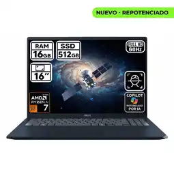 Falabella Portátil Vivobook Amd Ryzen Ai 7 350 Ram 16Gb Ddr5 Ssd 512gb 16 Pulg Computador Portátil oferta