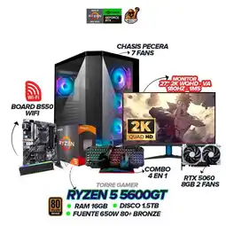 Falabella PC Gamer Ryzen 5 5600GT/RTX 5060 8GB/16GB/1.5TB/B550/650W BRZ/Monitor 27 180Hz oferta
