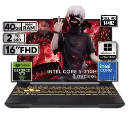 Falabella PORTATIL TUF INTEL CORE 5-210H RTX 3050 40GB RAM 2TB SSD W11 H 16 WUXGA 144HZ oferta