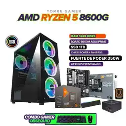 Falabella PC Gamer Ryzen 5 8600G / 16GB DDR5 / A620 / SSD 1TB / 4 FANS RGB / 350W oferta