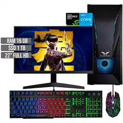 Falabella PC EQUIPO GAMER INTEL CORE I5-12400 GTX 1650 4GB SSD 1TB RAM 16GB LED 22 FHD oferta