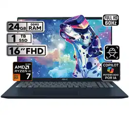 Falabella PORTÁTIL VIVOBOOK 16 RYZEN AI 7 24GB 1TB SSD PANTALLA 16″ WUXGA oferta