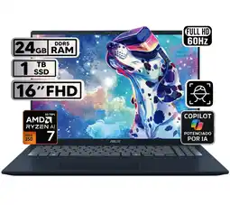 Falabella PORTÁTIL VIVOBOOK 16 RYZEN AI 7 24GB 1TB SSD PANTALLA 16″ WUXGA oferta
