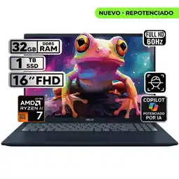 Falabella PORTÁTIL VIVOBOOK 16 RYZEN AI 7 32GB 1TB SSD PANTALLA 16″ WUXGA oferta