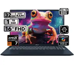 Falabella PORTÁTIL VIVOBOOK 16 RYZEN AI 7 32GB 1TB SSD PANTALLA 16″ WUXGA oferta