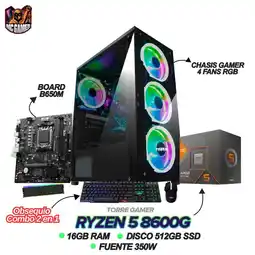 Falabella PC Gamer Ryzen 5 8600G / 16GB DDR5 / A620 / SSD 512GB / 4 FANS RGB / 350W oferta