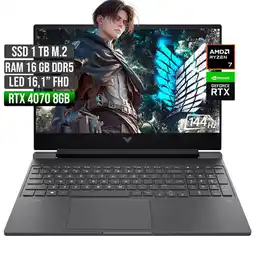 Falabella VICTUS AMD RYZEN 7-8845HS RTX 4070 8GB SSD 1TB RAM 16GB LED 16 FHD 144Hz oferta