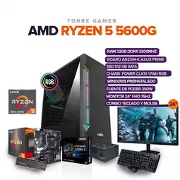 Falabella PC GAMER RYZEN 5 5600G/ 32GB RAM/ SSD 512GB /BOARD A520M MONITOR 24 FHD oferta