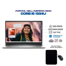 Falabella PORTATIL INSPIRON 3530 INTEL CI5 1334U 15.6 FHD - RAM 20GB DDR4 SSD 512GB M.2 - MOUSE Y FUNDA oferta