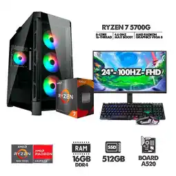 Falabella COMPUTADOR RYZEN 7 5700G - 16GB RAM - SSD 512GB - CHASIS 4 FANS + MONITOR 24 100HZ oferta