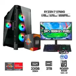Falabella COMPUTADOR RYZEN 7 5700G - 32GB RAM - SSD 2TB - B550 WIFI + MONITOR 24 100HZ oferta