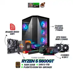 Falabella PC Gamer Ryzen 5 5600GT / RTX 5060 8GB / 32GB / 1TB / B550 / 650W 80+ BRZ oferta