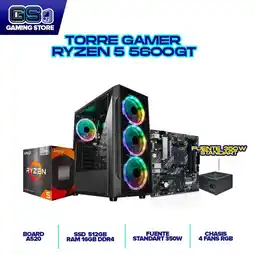 Falabella PC GAMER RYZEN 5 5600GT RAM 16GB DDR4 SSD 512GB M.2 BOARD A520M CHASIS 4FANS RGB oferta