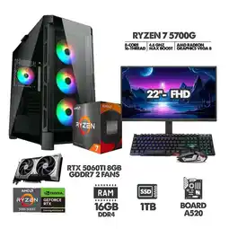 Falabella PC GAMER RYZEN 7 5700G - 16GB RAM - SSD 1TB -RTX 5060TI 8GB + MONITOR 22 oferta