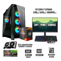 Falabella PC GAMER RYZEN 7 5700G - 32GB RAM - SSD 512GB -RTX 5060TI 8GB + MONITOR 24 120HZ oferta