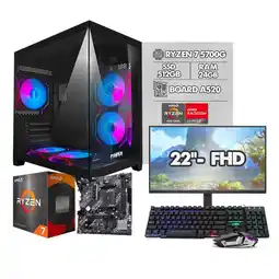Falabella Torre Gamer Amd Ryzen 7 5700G / 24GB Ram / 512GB / Board A520 / Monitor 22” oferta