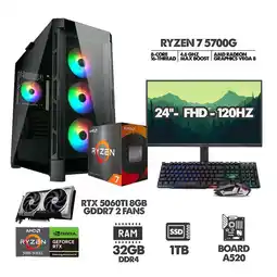 Falabella PC GAMER RYZEN 7 5700G - 32GB RAM - SSD 1TB - RTX 5060TI 8GB + MONITOR 24 120HZ oferta