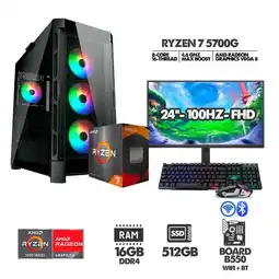 Falabella COMPUTADOR RYZEN 7 5700G - 16GB RAM - SSD 512GB - B550 WIFI + MONITOR 24 100HZ oferta