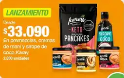 Jumbo En premezclas, cremas de maní y sirope de coco Karay oferta
