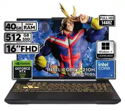 Falabella PORTATIL TUF INTEL CORE 5-210H RTX 3050 40GB RAM 512GB SSD W11 H 16 WUXGA 144HZ oferta