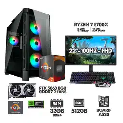 Falabella COMPUTADOR RYZEN 7 5700X - 32GB RAM - SSD 512GB - RTX 5060 8GB + MONITOR 22 oferta