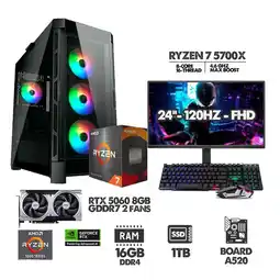 Falabella COMPUTADOR RYZEN 7 5700X - 16GB RAM - SSD 1TB - RTX 5060 8GB + MONITOR 24 120HZ oferta