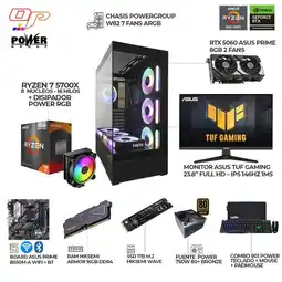 Falabella PC GAMER RYZEN 7 5700X - RTX 5060 8GB + MONITOR ASUS TUF 24 146HZ - RAM 16GB SSD 1TB - B550 WIFI oferta