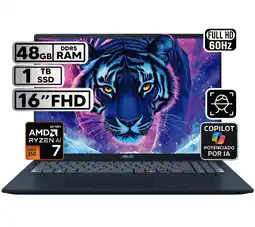 Falabella PORTÁTIL VIVOBOOK 16 RYZEN AI 7 48GB 1TB SSD PANTALLA 16″ WUXGA oferta