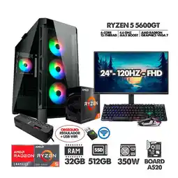 Falabella PC R5 5600GT+ MONITOR 24 FHD 120HZ+ RAM 32GB+ SSD 512GB+ REGULADOR+ USB WIFI oferta